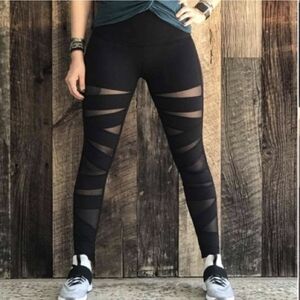 Lululemon Wunder Under Pant (Hi-Rise) (Tech Mesh)Black Size 10